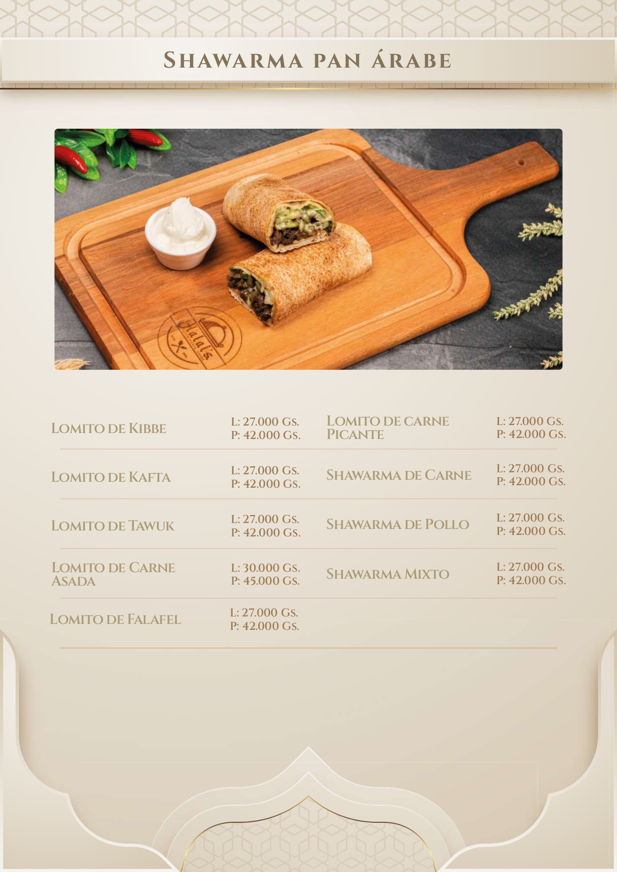 Portada del Menú Halal's